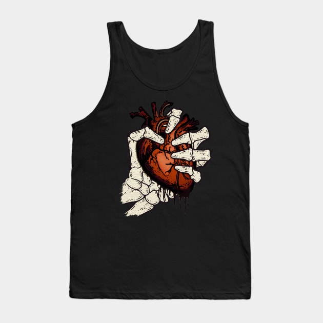 Skeleton Hand Squeezed Heart Tank Top by SoLunAgua